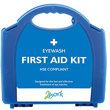 2Work Eyewash Station with Eye Wash Pods and Eye Pad Dressing