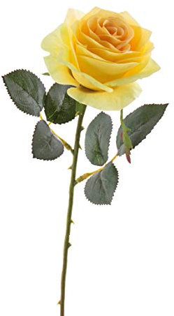 artplants.de Künstliche Rose Simony, gelb, Textil, 45cm, Ø 8cm - Kunstblume