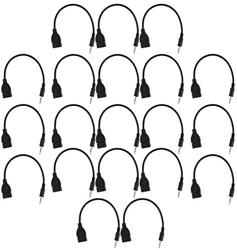 20 pezzi di alta qualità nero USB femmina a audio 3.5 AUX auto OTG cavo convertitore cavo di estensione audio jack per auto MP3