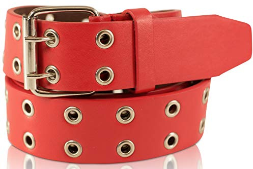 SCAMODA Doppelloch Nietengürtel mit Leder für Damen und Herren, Ösengürtel, versch. Farben, Größen, Breiten