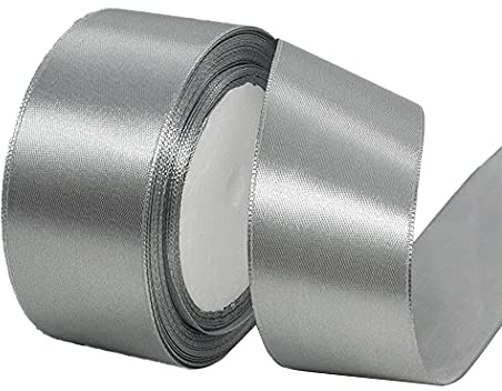 Lyxtiorn 25Yard 4CM breites Satinband f¨¹r Hochzeitsbevorzugung/Basteln/Geschenkverpackung/Weihnachtsbaumdekoration, Silbergrau
