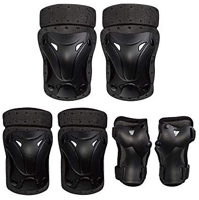 SSCYHT Knieschützer Ellbogenschützer Schutzset für Kinder/Jugendliche Rollschuhe BMX Fahrrad Fahrrad Skateboard Inline Skates Roller Reitsport,Schwarz,S