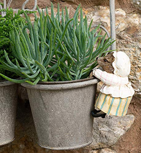 Pot Buddies Beatrix Potter – Figura di Mrs Tiggy-Winkle in vaso da fiori – Appendiabiti da giardino fatto a mano – Decorativa statuetta da fioriera