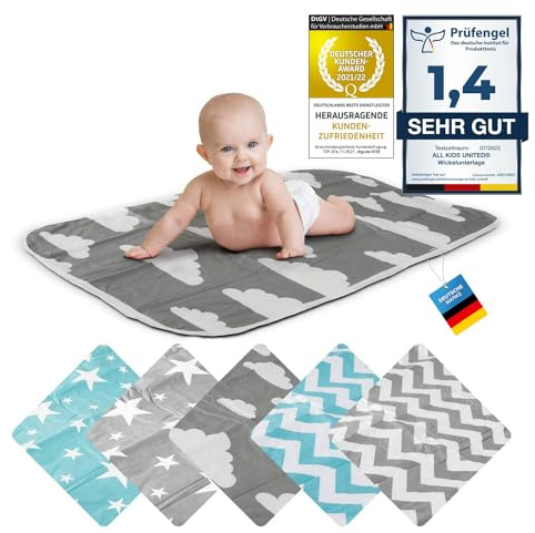 Matelas à langer pour bébés Matelas à langer pour bébés et jeunes enfants ; respirant, lavable, réutilisable ; 50 x 70 cm (Gris Nuage)