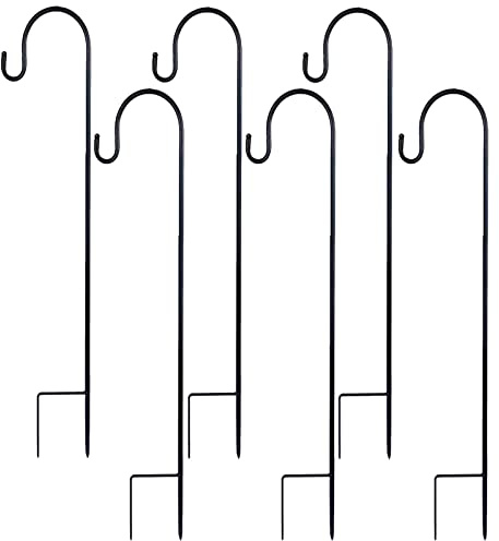 XVZ Garden Shepherd Hooks, 6 Pack 120cm Metal Garden Stake with Hook, for Hanging Basket, Bird House, Flower Pots, Lanterns