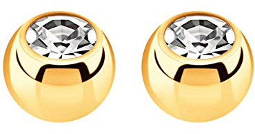 2x Piercing Schmuck Verschluss Kugel Gold mit gefaßtem Zirkonia