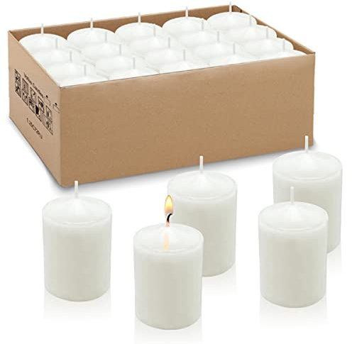 Amusaer White Votive Candles, 20 Packs Unscented Wax Candles for Wedding, Party & Home (15 Hour), 1.5''D x 2.25''H
