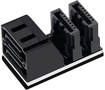 xiwai SATA 7-polige Buchse auf 7-poligen Stecker, vertikaler 90 Grad abgewinkelter Adapter, Dual-Port, flaches Profil, für Desktops, SSD, HDD, Mainboard, Motherboard