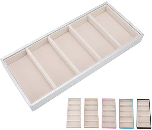 Haofy Brillenetui, 5 Gitter, Sonnenbrillen Organizer für Damen, Herren, ohne Abdeckung, Brillen Aufbewahrungsbox, Brillen Vitrine für Tisch, Schreibtisch, Schublade, Zubehör für die(Silber grau)