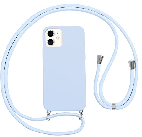 Vauki Coque pour iPhone 11 avec Cordon,Etui Silicone Souple Antichoc Housse avec Collier Bandoulière Chaîne Lanière,Téléphone Étui Case Cover de Protection pour iPhone 11 6.1, Bleu