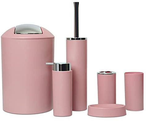 rockible 6x Juego de Accesorios de Baño Vaso Portacepillos de Dientes Dispensador de Loción, Rosa