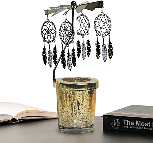 Xiaoxin Candle Spinner,Elegant Rotary Tea Light Holder Rotating Candlestick - Romantic Revolving Lantern Candle Windmill Table Decor for Candlelight Dinners, Banquets, Parties
