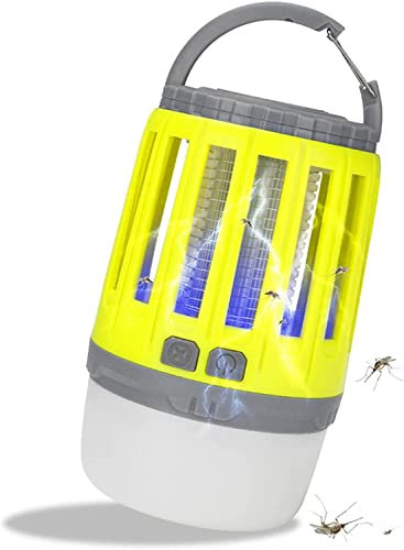 Lámpara mata mosquitos, mata mosquitos eléctrico, matamoscas eléctrico USB, matamoscas eléctrico para interiores, lámpara de descarga eléctrica multiusos, luz de camping (amarillo)