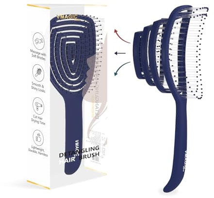 Detangling Hair Brush for Women, Men & Children, No Tugging Pull Hairbrush for Straight, Curly & Wet Hair (BLUE)