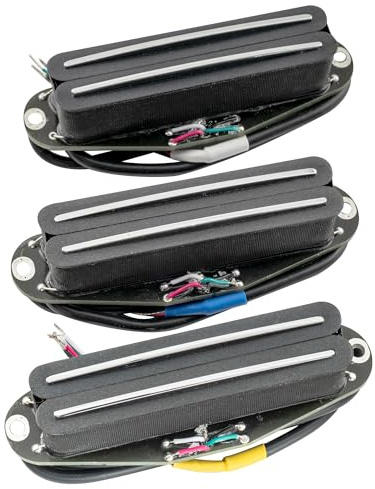 Musiclily Pro ST-DPMC Keramisk Rail Blade Humbucker Format Single Coil Pickups Set Super Distortion för Strat Style Elgitarr, Svart