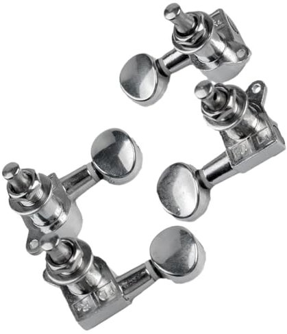 Strings Tuning Pegs Mechaniken Für Gitarre Ein Satz mit 4 Teilen für 2R 2L Ukulelensaiten, Wirbel, Stimmköpfe und verchromtes Zubehör