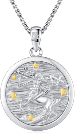 REDSUN 12 Horoskop Halskette 925 Sterling Silber Sternzeichen SCHÜTZE Kette Sternzeichen Anhänger 12 Konstellation Oxidierte Halskette Schmuck für Frauen und Mädchen（Silber）