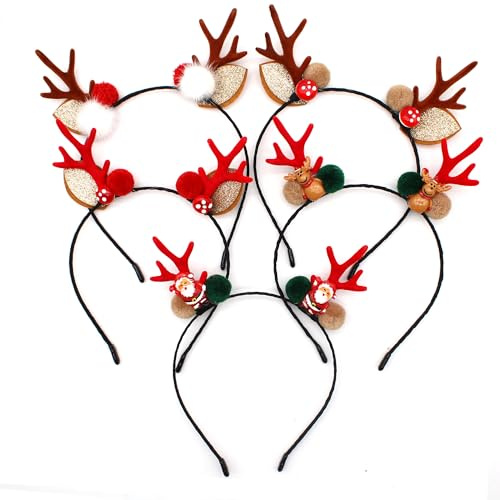 OLILLY - Lot de 5 Serre-Tête sur le thème de Noël - Idéal pour animer et partager pour les fêtes de fin d'année