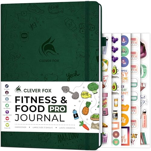 Clever Fox Fitness & Food Journal PRO – Daily Workout & Meal Planner for Women & Men – Exercise & Weight Loss Diary Notebook, 7.3x10.4” (Forest Green)