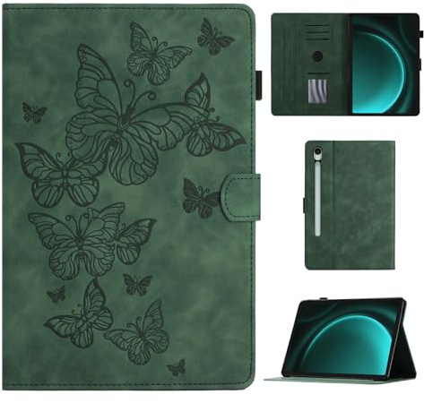 CASAFUNY Hülle für Samsung Galaxy Tab S10 Lite/S10 FE/S9 FE 10,9,Grün | PU Leder,S Pen Halter,Auto Schlaf/Wach,Schützhülle für Samsung Tab S10 Lite/S10 FE/S9 FE/S9