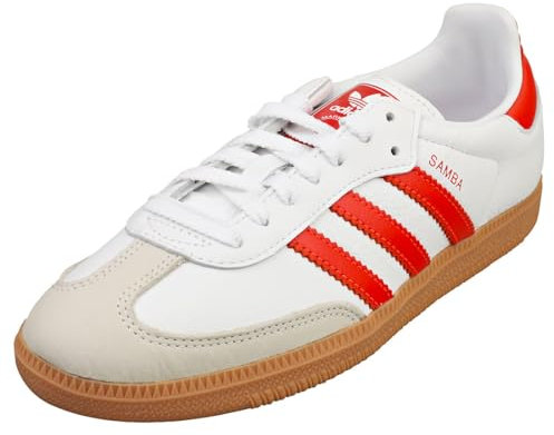 adidas Samba Damen-Sneaker, Cloud White/Solar Red/Off White, 39 EU