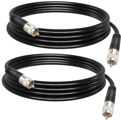 exgoofit RG8X Jumper Cable 6ft, 2 Pack PL259 Coaxial Jumper, CB Coax Cable for CB Radio, HAM Radio, VHF Radio, SWR Meter, Antenna Analyzer