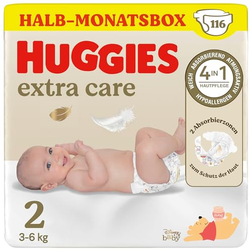 Huggies Babywindeln für Neugeborene Newborn Größe 2, 116 Windeln (2x58), Halb-Monatsbox