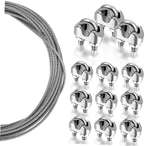 JECOMPRIS Spanndraht Klemmen Edelstahldrähte für Drahtseile Metalldrähte mit Befestigung Geeignet für Takelageseile Sonnensegel und Lichterketten