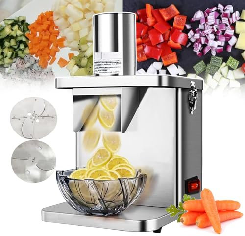 pealiritansemen Electric Slicing Machine, Commercial Household Dicing Machine For Fruit And Vegetable, Stainless Steel Food Slicer, For Cutting Potato, Carrot, Onion, Lotus Root