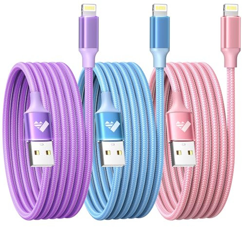 Aioneus iPhone Charger, 3Pack 2M iPhone Charger Cable MFi Certified USB Lightning Cable Fast iPhone Charging Cable Long Braided iPhone Cable Lead for iPhone 14 13 12 11 Pro Max XS XR 8 7 6 SE2020,iPad