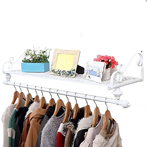 Robuste Wandgarderobe – Retro-Wandstange mit abnehmbarer Kleiderstange zum Aufhängen von Kleidungsstücken für Zuhause, Geschäfte – Rohr-Display-Schienen
