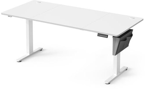SONGMICS Höhenverstellbarer Schreibtisch elektrisch, 180 x 80 cm, stufenlos verstellbar, Memory-Funktion mit 4 Höhen, wolkenweiß LSD138W01