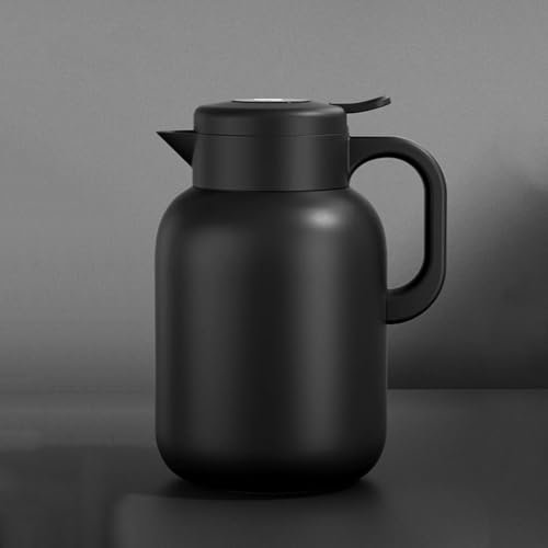LEIYTFE Olla Térmica Hervidor De Recuperación Tetera Térmica De Doble Pared Cafetera Aislada con Tapa De Botón A Presión Jarra Térmica De Acero Inoxidable para Líquidos Calientes(Nero,2L)