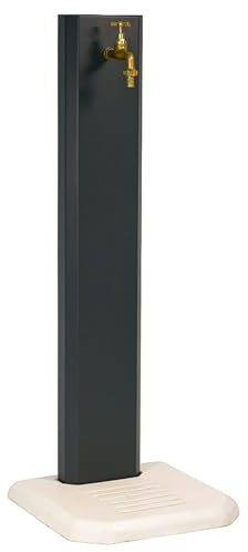 Fontana da Giardino Design a Colonna Ovale Rubinetto in Ottone con Base in Cemento Antracite