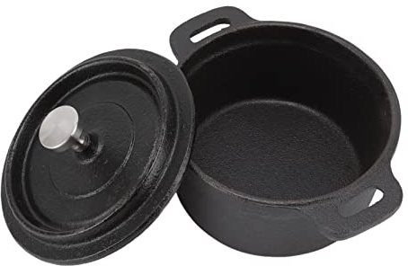 RIZGHWOY Forno Olandese in Ghisa, Stile Classico, Pentola Doppia, Padella, Padella in Ferro Tradizionale, Stufato, Pane, 3L, Forno Olandese (Diametro 20 CM)