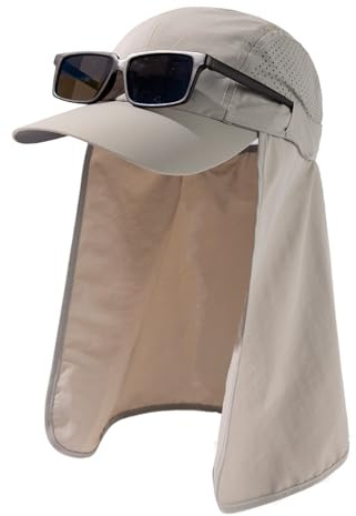 TOP-EX XL/XXL baseballkeps män med avtagbar nacklucka UV-skydd solhattar damer, vikbara sommarhattar safari vandring utomhushatt andas, 96554_ljusgrå, XL