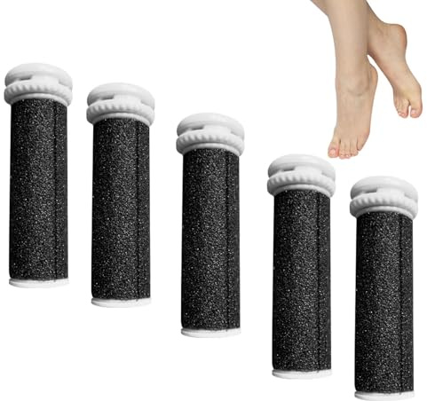 5 Stück Micro Pedi Ersatzrollen, Hornhautentferner für Emjoi, Extra Grob Mineral Smooth, Pediküre Fußpflege Set, Schwarz