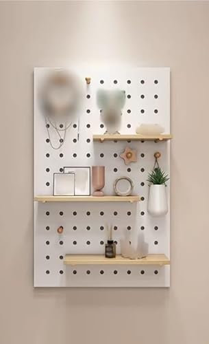 Panneau de rangement mural blanc en bois massif pour maison, bureau, cuisine et chambre à coucher avec crochets amovibles et accessoires