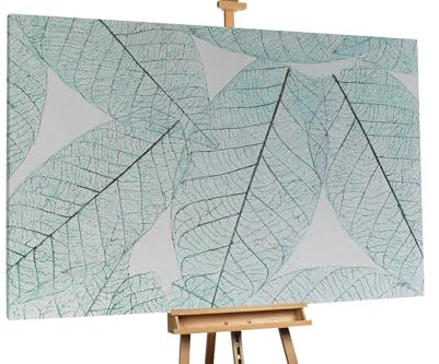 KunstLoft Ölgemälde 'Laced Nature' 180x120cm | Original Handgemalte Gemälde | Abstrakt | Blau | Leinwand-Bild Ölgemälde einteilig groß | Modernes Kunst Ölbild