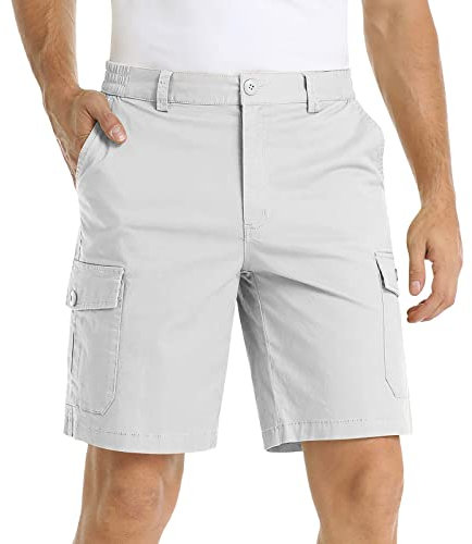 DBMZV Kurze Hosen Herren Baumwolle Cargo Shorts Sommer Freizeithose Leicht Bermudashorts Klassische Stretch Jogginghose Sporthose Arbeitshose, Männer-Arbeitshosen Boardshorts underants(Weiß,S)