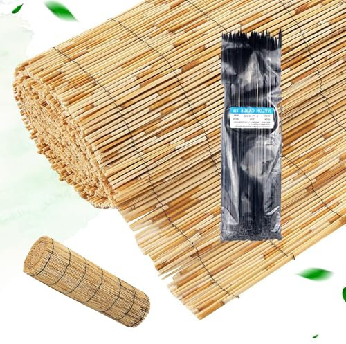Natural Privacy Fencing Roll Decorative Reed Fences, Bamboo Fencing Covering, Outdoor, Gallery, Restaurant, Hotel, Garden Fencing, Natural Reed Fencing Rolls(140 * 300cm(4.6 * 9.8ft))
