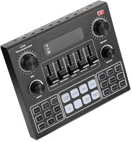 Brrnoo Paquete de Equipos de Podcast, Tarjeta de Sonido en Vivo Multifuncional Tablero de Sonido DJ Tarjeta de en Vivo Computadoras MobilePhone (Silver)