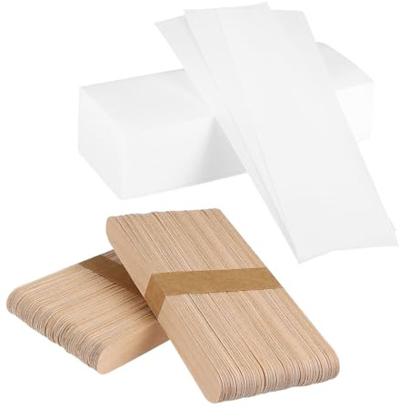 DEARMAMY 200pièces Bâtons Et Bandes De Cire Pour Épilation Du Corps Et Visage Avec Applicateur Bois Non Tissé