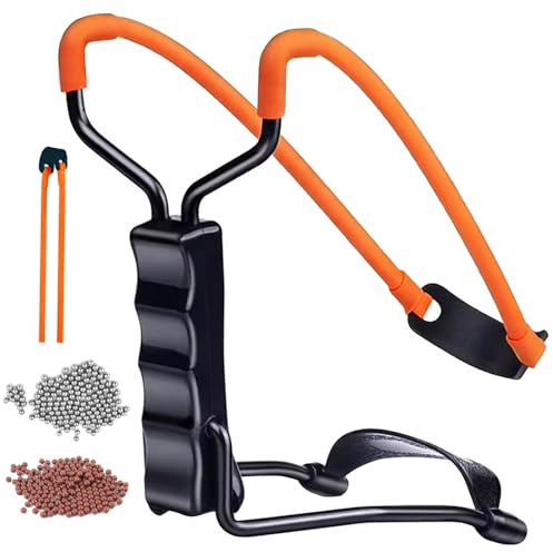 Professional Slingshot Set-A Classic Construction Shooting and Hunting Slingshot with a Sturdy Sling Shot Bow, 2 Packs of Slingshot Ammo,and a Slingshot Band for Adults