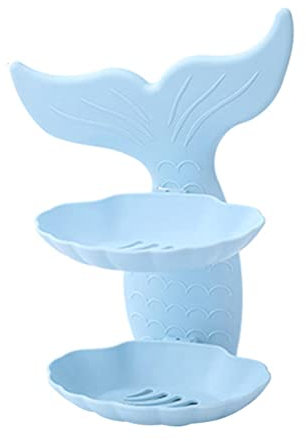 SOLUSTRE Portasapone da Muro Doppio Strato in Plastica Autoadesivo Forma Coda di Pesce per Bagno e Cucina Design Unico e Funzionale