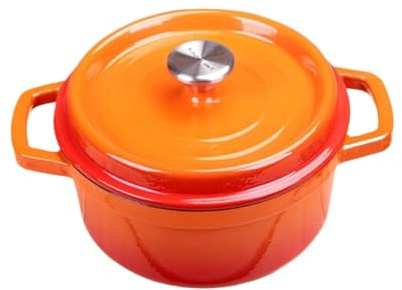 Casserole en céramique, Marmite en fonte émaillée au four, Mini cocotte légère avec couvercle, marmite ronde antiadhésive for ragoût domestique Durable(Orange,26cm)