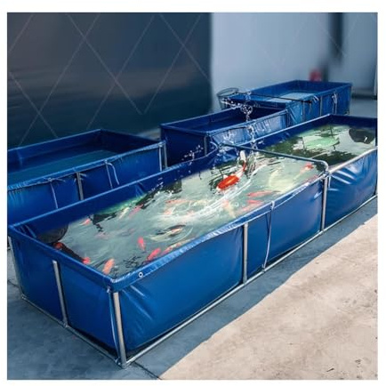 Estanque de Lona para Peces, Piscina elevada con Soporte, Piscina de Lona de PVC para estanques, Estanque para acuarios, Estanque para cría de koi, Piscina Grande para acuicultura, riego de
