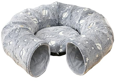 Cat Tunnel Bed – Spieltunnel, faltbar, innen mit Kissen, Katzentunnel für Katzen, faltbar, interaktives Spielzeug für kleine Tiere