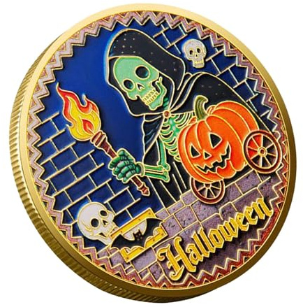 Moneda Conmemorativa de Halloween,Moneda Temática Calabaza Linterna Halloween - Decoración Interior para coleccionistas Fiesta Cumpleaños Carnaval Mesa Oficina Dormitorio Hombres Mujeres