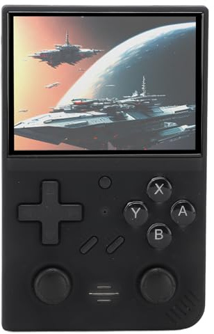 aqxreight Console de Jeu Rétro Portable Console de Jeu Vidéo Portable avec écran de 3,5 Pouces avec Joysticks 3D Petite Carte Mémoire de 64 Go pour Enfants Orange et Technologie OCA Complète (#12)
